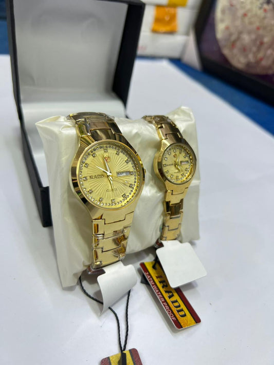 Gold Couple Watch Set – Premium Matching Design
